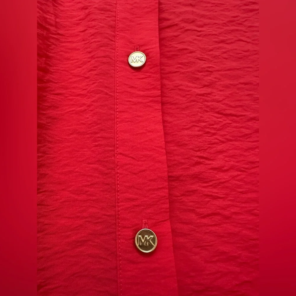 Michael Kors Red Button-Down Shirt with Tie Front - Picture 4 of 8